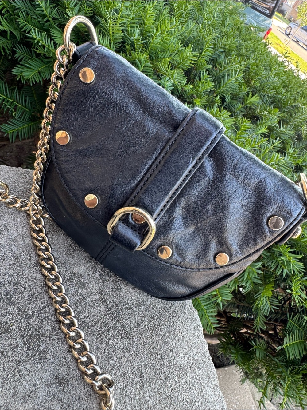 REBECCA MINKOFF Crossbody W/Chain Genuine Leather Bag
